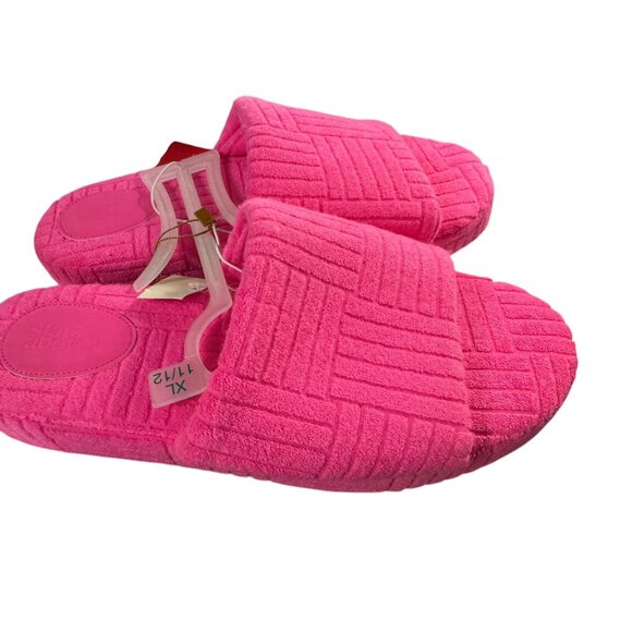 Bright Pink Terry Slide Slippers Size 11 Open-Toe Indoor/Outdoor - Picture 1 of 5